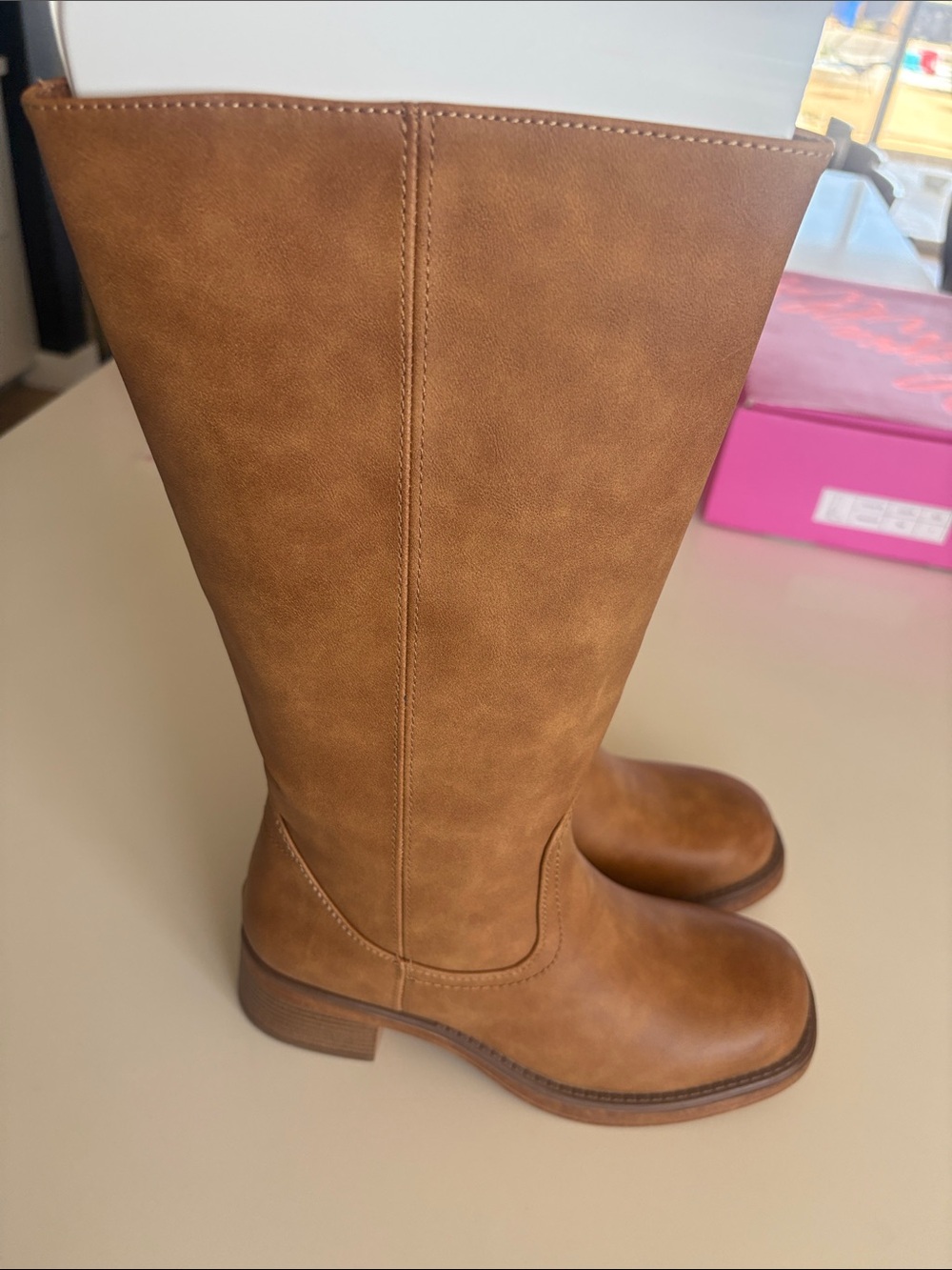 Campus Style Women's Mid-Calf Brown Leather Boots - Picture 6 of 9